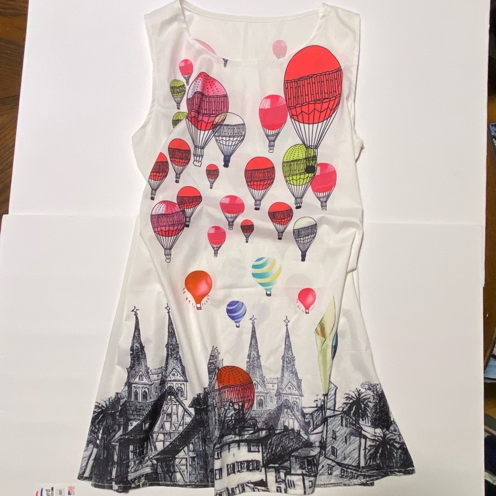 Wish Free-Flowing Mini Dress with Hot Air Balloon Print